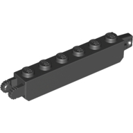 Lego Hinge Brick 1 x 6 Locking with 1 Finger Vertical End and 2 Fingers Vertical End, 9 Teeth / Black