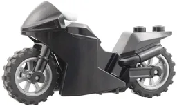 Motorcycle Sport Bike with Black Frame, Flat Silver Wheels and Light Bluish Gray Handlebars