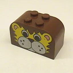 Brick Curved 2 x 4 x 2 Double with Lion Face Print / Brown