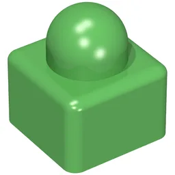 Primo Brick 1 x 1 with Light Yellow and Light Green Rings Print / Bright Green