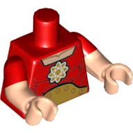 Torso, Dual Molded Arms, Muscles, Gold Atomic Symbol and Large Belt Print, Red Sleeves Pattern, Light Nougat Arms and Hands / Red