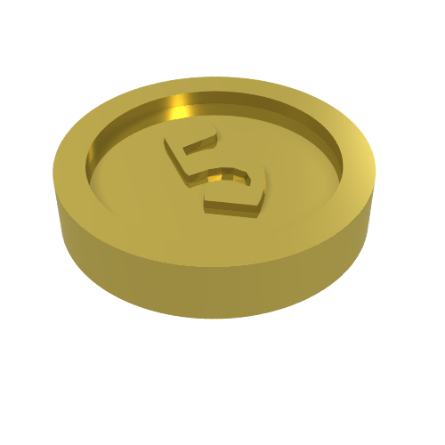 Lego Money / Coin with "5" Gothic Type / Chrome Gold