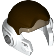 Lego Helmet Rebel with Check Protectors with Dark Brown and Dark Tan Print / White