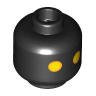 Lego Minifig Head Jawa, Yellow Eyes, Orange Border print / Black