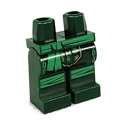 Lego Hips and Dark Green Legs with Green Sash, Knee Wraps print / Dark Green