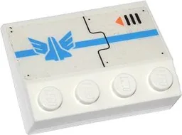 Slope 33 3 x 4 with Blue Stripe, Galaxy Squad Logo, Air Vent and Orange Arrow Pattern Model Left Side (Sticker) - Set 70709