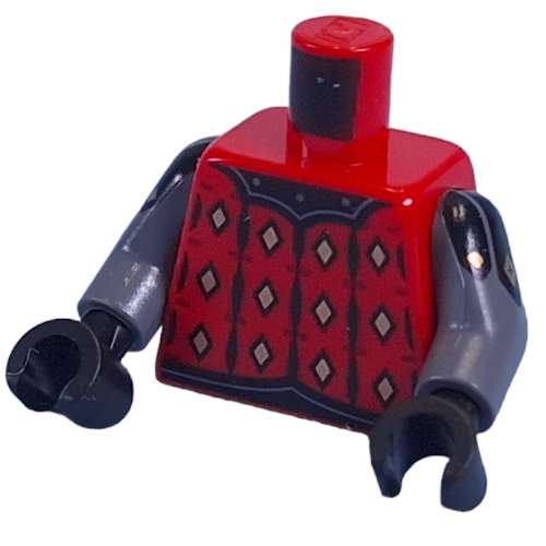 Lego Torso, Black/Gold Armor print, Dark Bluish Gray Arms, Black Hands / Red
