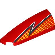Lego Brick Round, Curved Double 1 x 4 with Stud Notch Left with Black/White Lightning, Bright Light Orange Dots print