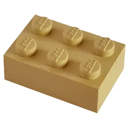 Modulex Brick 2 x 3 with LEGO on Studs / Modulex Buff