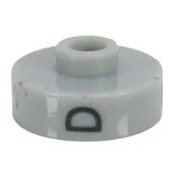 Pen Bead, Round Short, Flat Edge with 'D', '7', 'P' Print / Light Gray