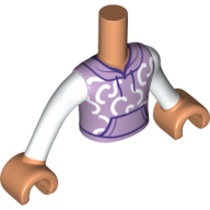 Lego Minidoll Torso Boy with Lavender Shirt, Front Pockets print, Nougat Arms and Hands / Nougat