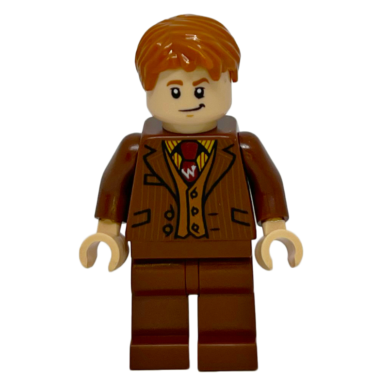Lego Fred Weasley in Reddish Brown Suit, Dark Red Tie