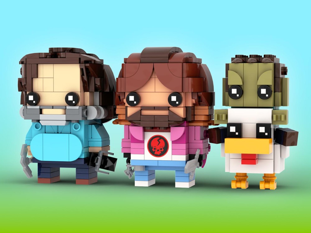 Lego Steve, Garrett & Chicken Jockey Brickheadz LEGO MOC - A Mine Craft Movie