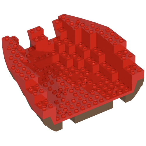 Lego Boat Hull Section, Large Stern 14 x 16 x 5 1/3 with Brown Top [Complete Assembly] / Brown