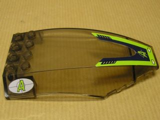Lego Windscreen 10 x 6 x 2 Curved with Dark Blue and Lime Border and Agents Logo Pattern (Sticker) - Set 8633