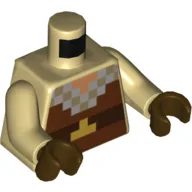 Torso Pixelated Tunic, Reddish Brown, Dark Brown, Light Bluish Gray Squares Print, Tan Arms, Dark Brown Hands / Tan