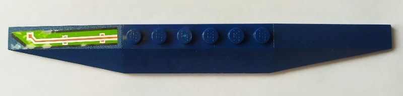 Lego Wedge 2 x 16 Triple with Silver and Orange Circuitry on Lime Stripe Pattern Model Left Side (Sticker) - Set 70355