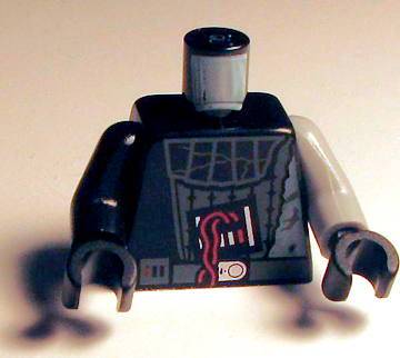 Lego Torso SW Darth Vader Damaged Pattern / Light Bluish Gray Arm Left / Black Arm Right / Black Hands