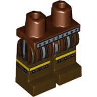 Lego Hips and Dark Brown Legs with Silver Belt, Yellow Knees, Dark Brown Boots Print / Reddish Brown