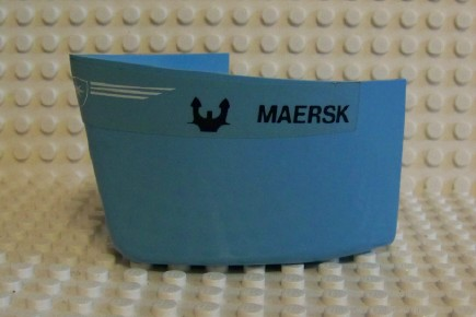 Lego Boat, Hull Smooth Bow 5 x 6 x 3 1/3 with White Deck with Maersk Pattern (Sticker) - Set 1650