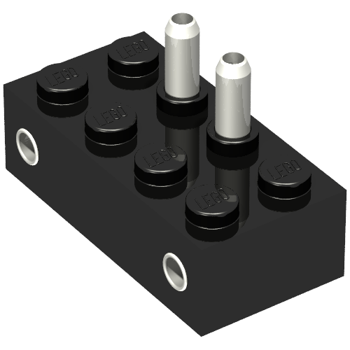 Lego Brick 2 x 4, 4.5V for Train On/Off Switch and Hollow Pins / Black