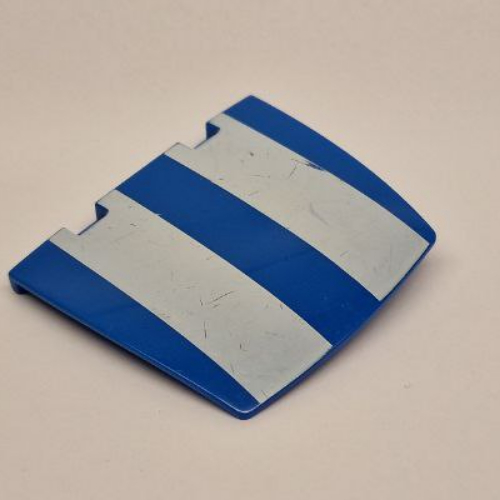 Lego Duplo Car Hood / Bonnet 3 x 4 with Two Wide White Stripes Print / Blue
