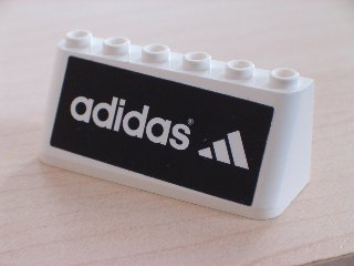 Lego Windscreen 2 x 6 x 2 with Adidas Logo on Black Background Pattern (Sticker) - Sets 3409-1 / 3420-1 / 3420-2 / 3421 / 3424