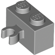 Lego Brick Special 1 x 2 with Vertical Clip [Open O Clip] / Light Bluish Gray