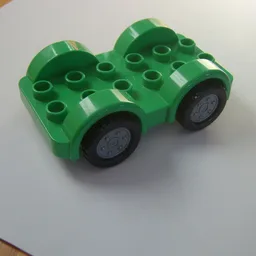 Duplo Car Base 2 x 6 with Four Black Tires and Metallic Silver Wheels on Removable Axles / Bright Green