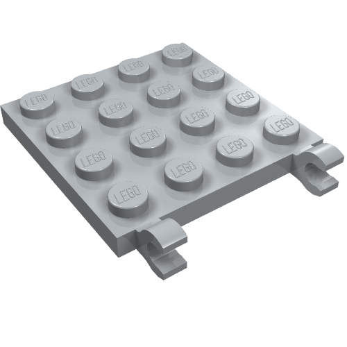 Lego Plate Special 4 x 4 with Clips Horizontal (thick open O clips) / Light Bluish Gray