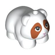Lego Animal, Guinea Pig with Dark Orange Face, Bright Pink Nose print / White