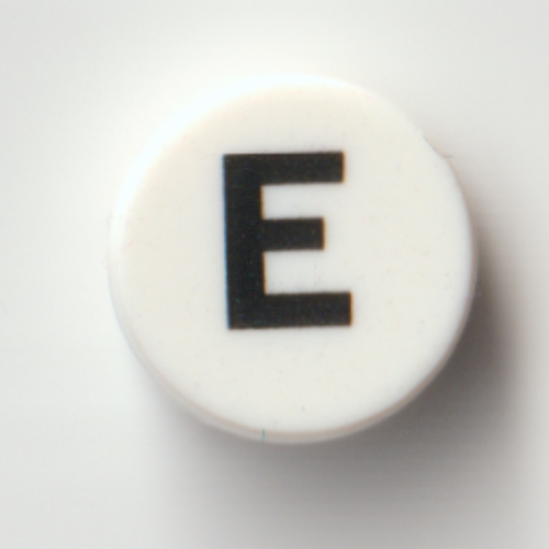Lego Tile Round 1 x 1 with Black 'E' print