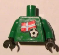 Torso Soccer Norwegian Goalie, Norwegian Flag Sticker Front, White Number Sticker Back Pattern (specify number in listing) / Green Arms / Black Hands