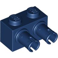 Lego Brick Special 1 x 2 with 2 Pins, Round Pin Holes / Dark Blue