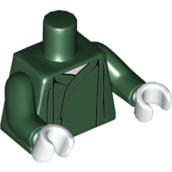 Lego Torso Robe with White Neck Print (Voldemort), Dark Green Arms, White Hands / Dark Green