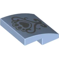 Brick Curved 2 x 2 x 2/3 with Fancy Scroll Print / Bright Light Blue