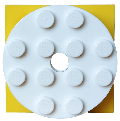 Lego Turntable 4 x 4 x 1 1/3 with Yellow Square Base, Locking (87081 / 61485)