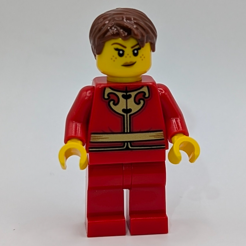 Lego Dragon Operator, Red Legs, Reddish Brown Hair