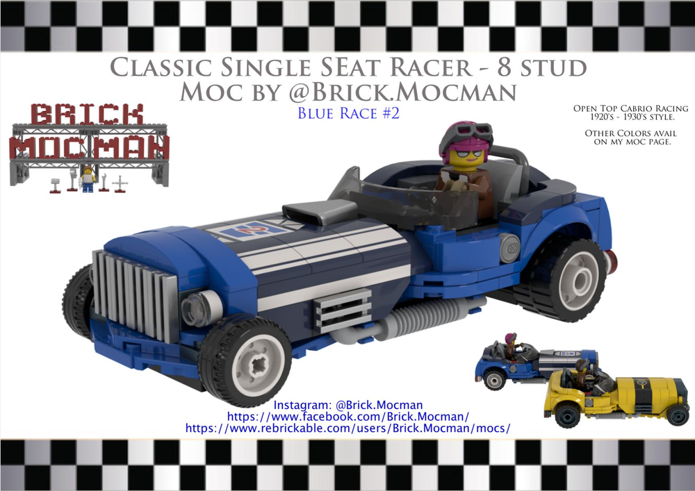Lego Classic Racer SingleSeat 8 Stud - Blue Race Number 2
