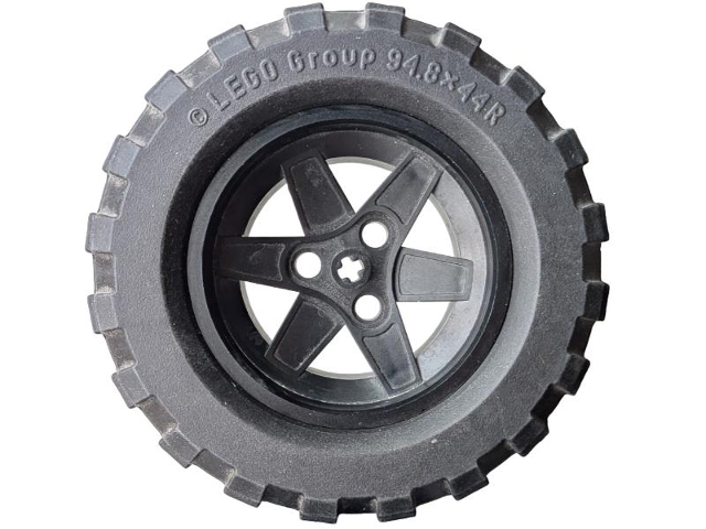 Lego Wheel 56mm D. x 34mm Technic Racing Medium, 3 Pin Holes with Black Tire 94.8 x 44 R Balloon (44772 / 54120)