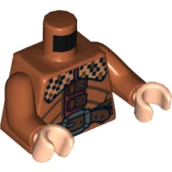 Torso Chequered Collar and Belt with Silver Buckle Print, Dark Orange Arms, Light Nougat Hands / Dark Orange
