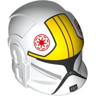 Lego Helmet Clone Pilot with Yellow Markings, Red Symbol print / White