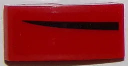 Slope, Curved 2 x 1 x 2/3 with Thin Black Curved Stripe on Red Background Pattern Model Left Side (Sticker) - Set 75874