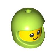 Lego Minifig Head Special, Baby with Lime Helmet pattern, Face print / Yellow