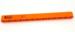 Technic, Liftarm Thick 1 x 13 with Capital Letter E in Red and White Circle and Black 'mind' Logo Pattern Model Left Side (Sticker) - Set 42141 (First Version)