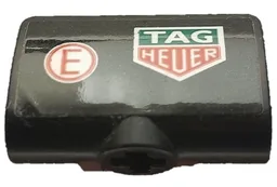 Technic, Panel Curved 2 x 3 x 1 with Tag Heuer Logo and Red Capital Letter E in White Circle Pattern Model Right Side (Sticker) - Set 42137