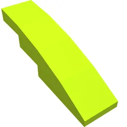 Brick Curved 4 x 1 No Studs [Stud Holder with Symmetric Ridges] / Lime