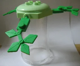 Duplo Cart Lid Hexagonal with 2 x 2 Studs, Trans-Clear Cylinder and 3 Angular Leaves