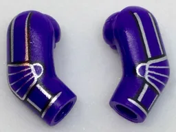 Arm, (Matching Left and Right) Pair with Silver Stripes and Elbow Pads Pattern / Dark Purple