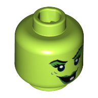 Lego Minifig Head Wacky Witch, Green Lips, Eye Shadow, Wart and Wrinkles, Smile with One White Tooth / Lime